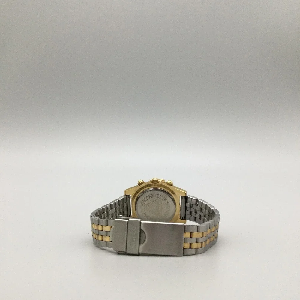 Vintage Guess Womens Watch 28mm Blue Dial Two Tone 1994 New Battery 6.75